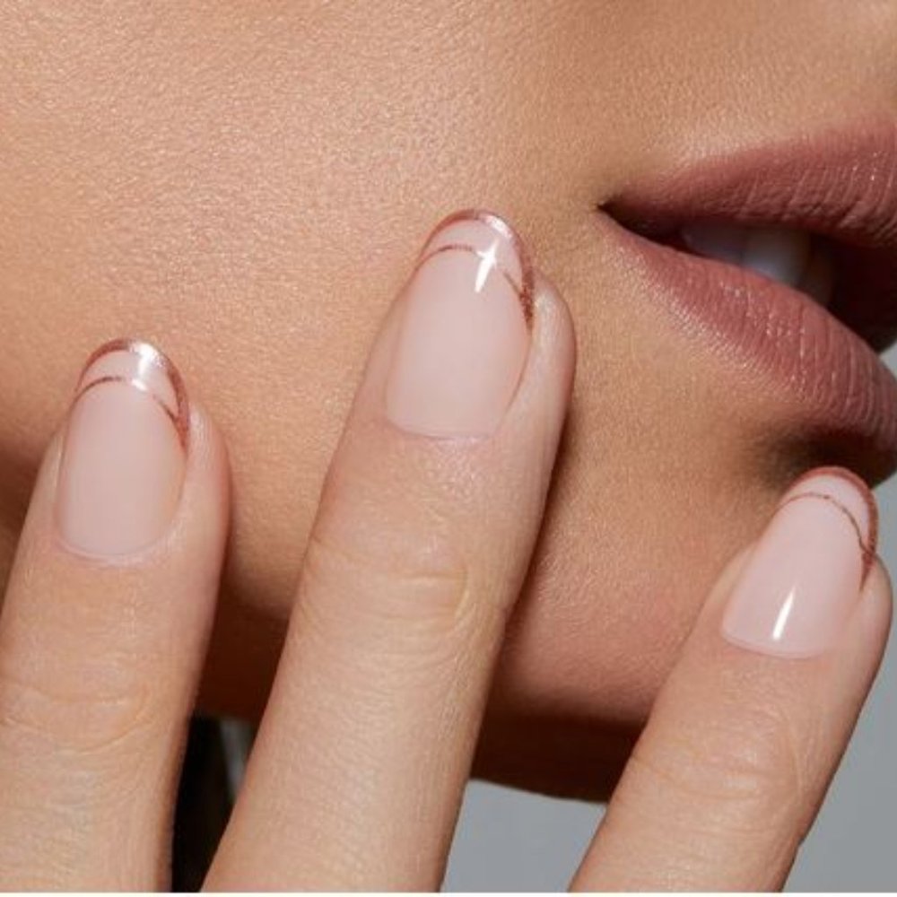 Static Nails Rose Gold Double French Round